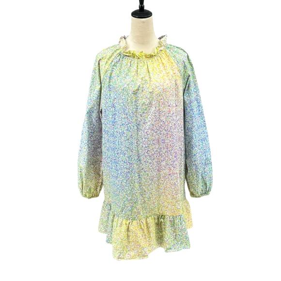 Cynthia Rowley Confetti Dot Print 100% Poplin Cotton Long Sleeve Shift Dress - Picture 5 of 16